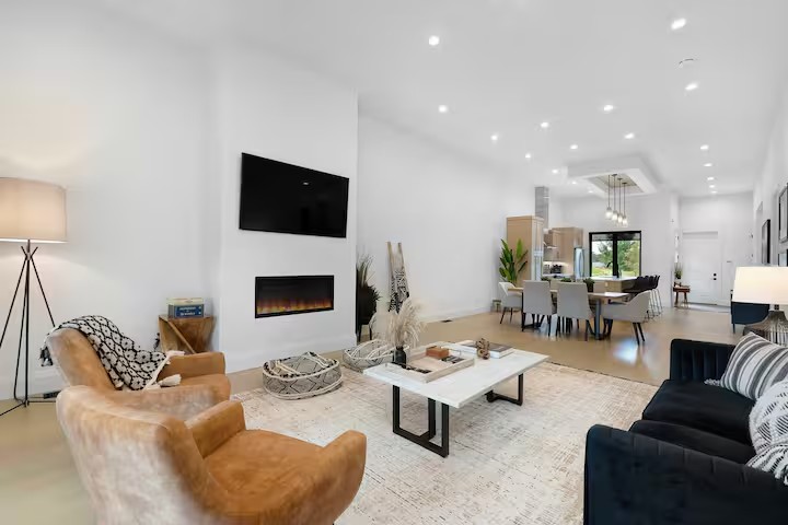 Living room with fireplace